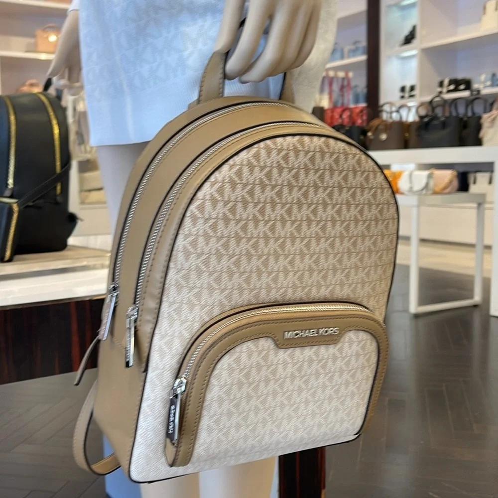 MICHAEL KORS Jaycee Medium Ombré Signature Logo Backpack Husk NWT